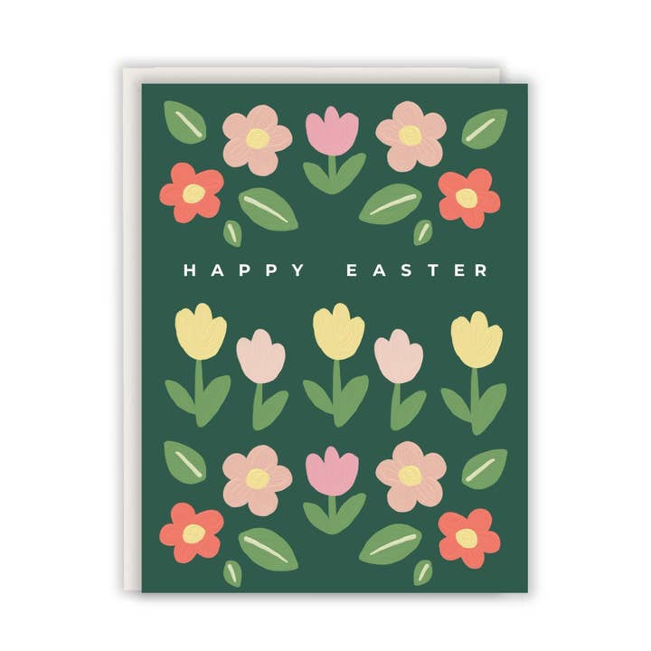 Green floral Happy Easter Card for wholesale by Paper Giggles