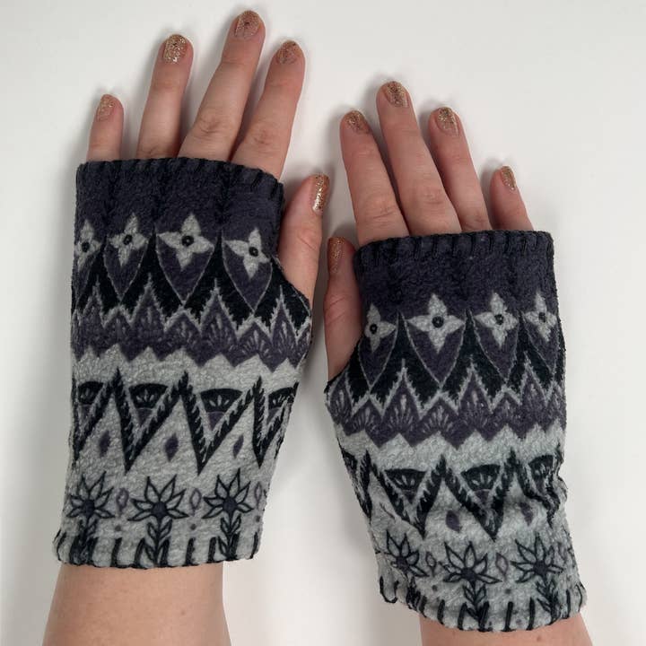 Green 3 - Wholesale Hand Warmer - Polar Fleece Hand Warmer Fingerless Gloves - Nordic