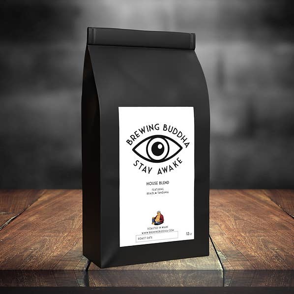 "Stay Awake" House American Coffee Blend (12oz) Whole Bean for wholesale by Brewing Buddha Cafe & Arthouse