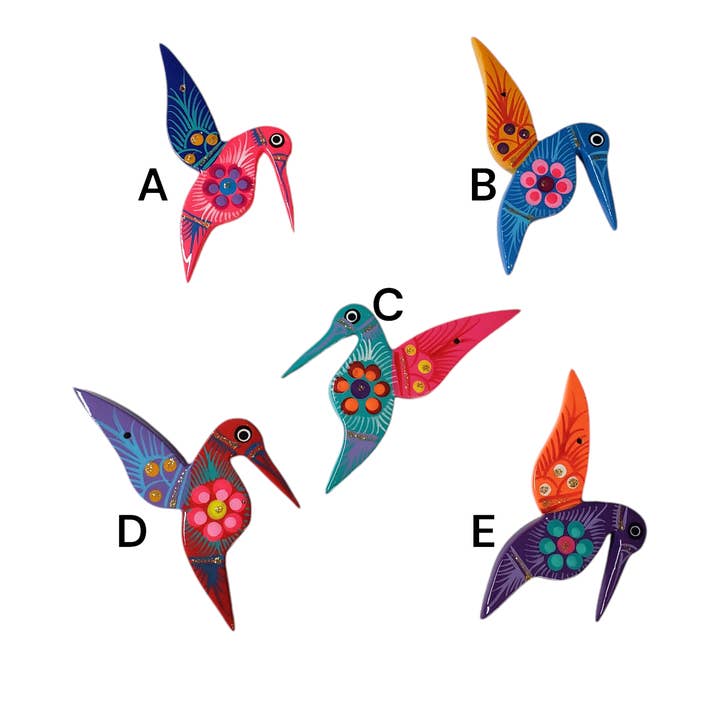 The Little Pueblo – Großhandel Verzierung – Kolibri-Holzschmuck aus Guerrero, Mexiko