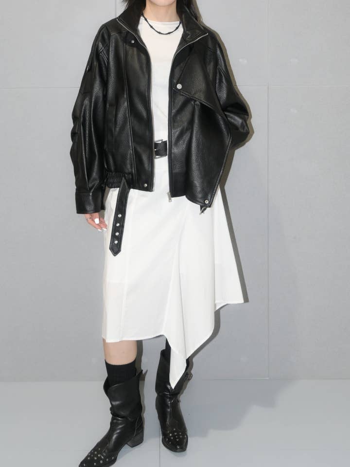 Oversized Vegan Leather Blouson for wholesale by Blanc.Noize