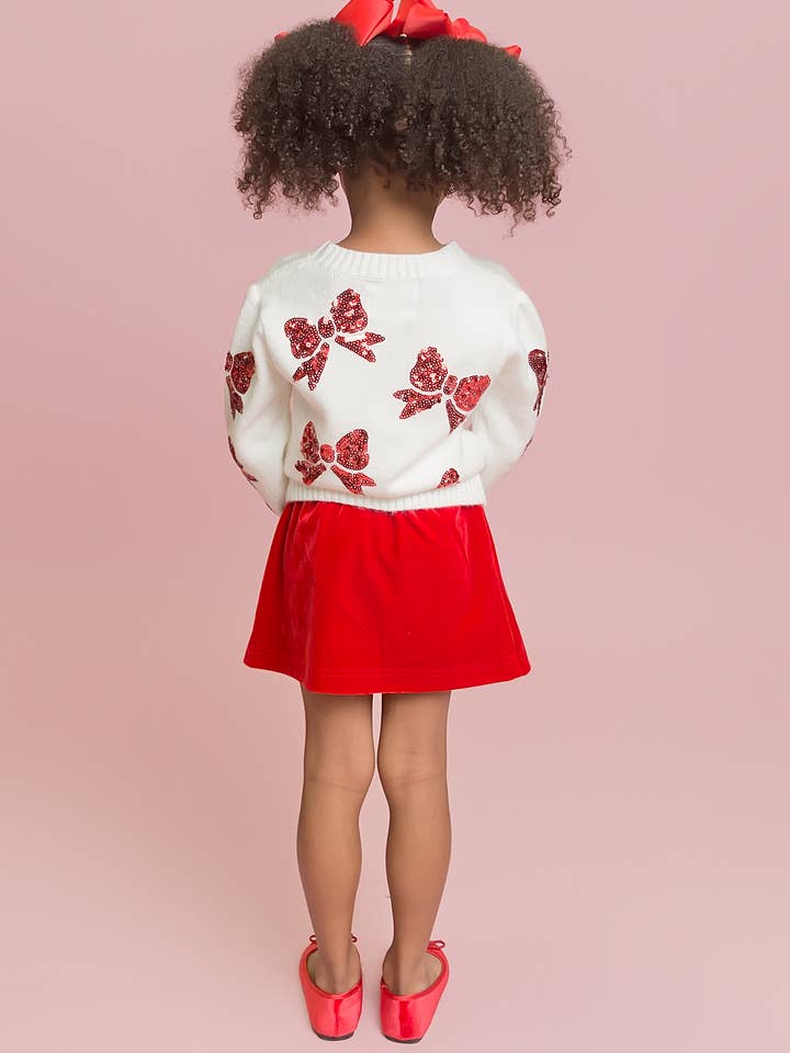 Belle Cher - Wholesale Knit Sweater - Kids - Red Bows Cream Sweater1