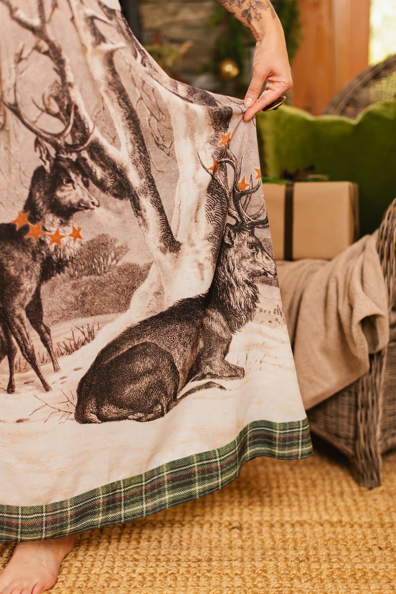 Market of Stars (USA) - Wholesale Dress - Women's - Winter Wish Bohéme Long Maxi Slip Dress w/ Christmas Deer7