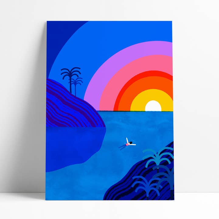 POSTER 30X40 CM - Yellow on blue for wholesale by David & David Studio