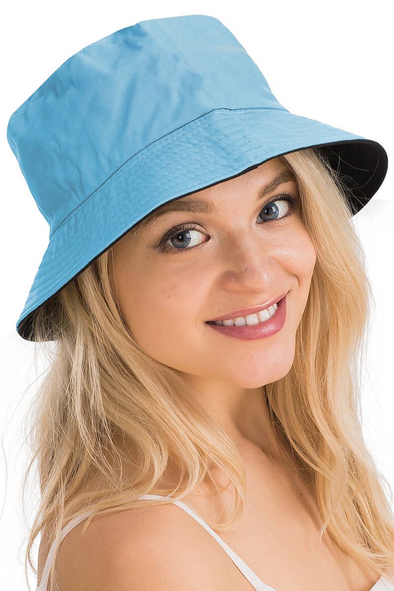 Cap Zone - Vente Bob – unisexe - Chapeau seau en coton uni réversible à fond noir21