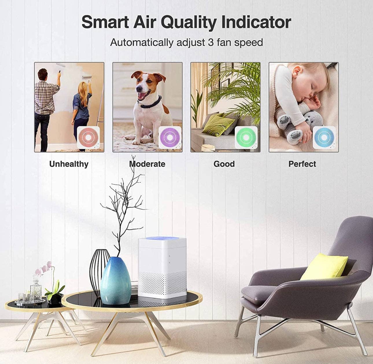 OutdoorSolarOutlet – wholesale Air purifier – Air Purifiers for Home 3-in-1 True HEPA Large Room Air Filter, Air ChoicAir Purifiers for Reduce Pets Dander, Household Odor, Smoke, Dust, Sleep Mode, Auto Mode, Quiet Operation, White15