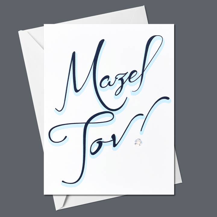 Russell Jeffery Design by Off By Heart Design - Wholesale Congratulations Card - Mazel Tov Black and Blue Font Greeting Card