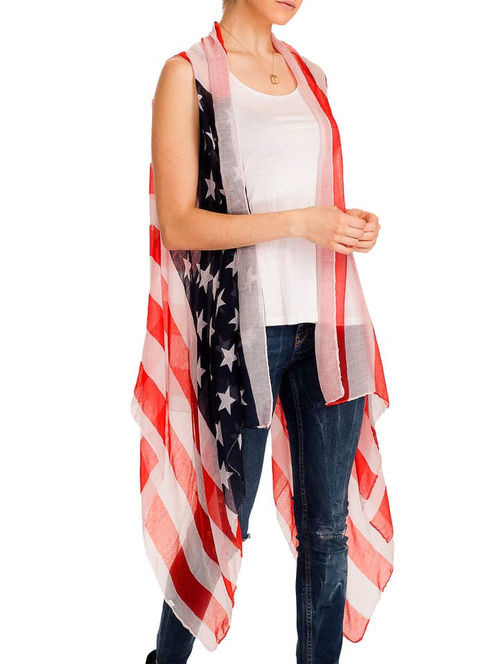 As Shown American Flag Chiffon Semi-sheer Swim Cover-up for wholesale on Faire2