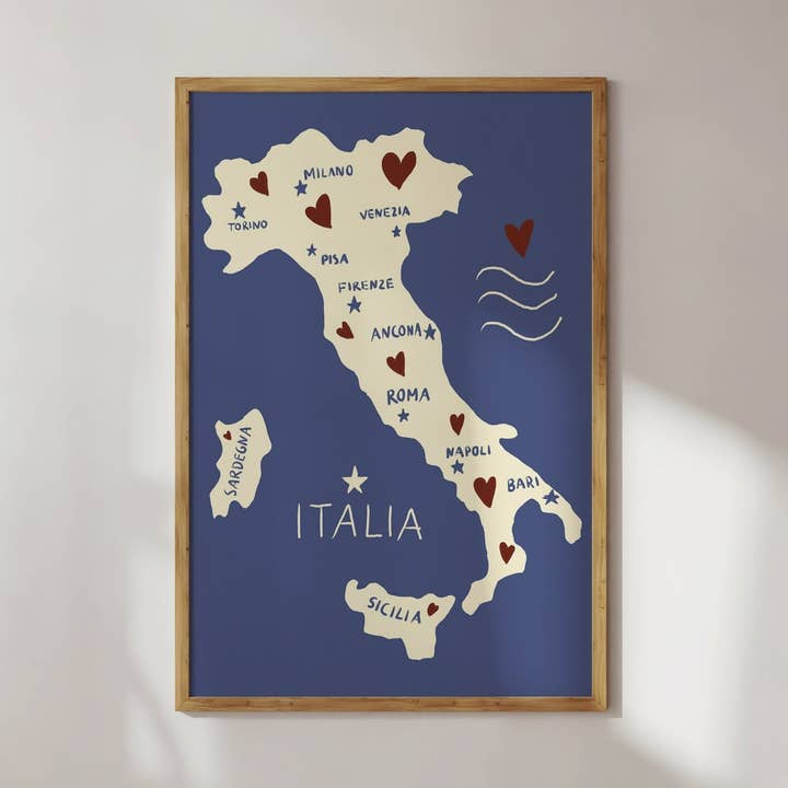 POSTER ITALY MAP for wholesale by Studio Dolci