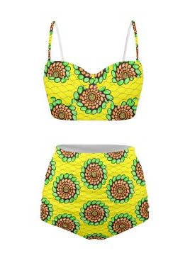 Maillot de bain 2 pièces imprimé africain | Ensemble bikini imprimé Ankara | Ensemble de plage tribal - Ebinabor pour la vente par CUMO London