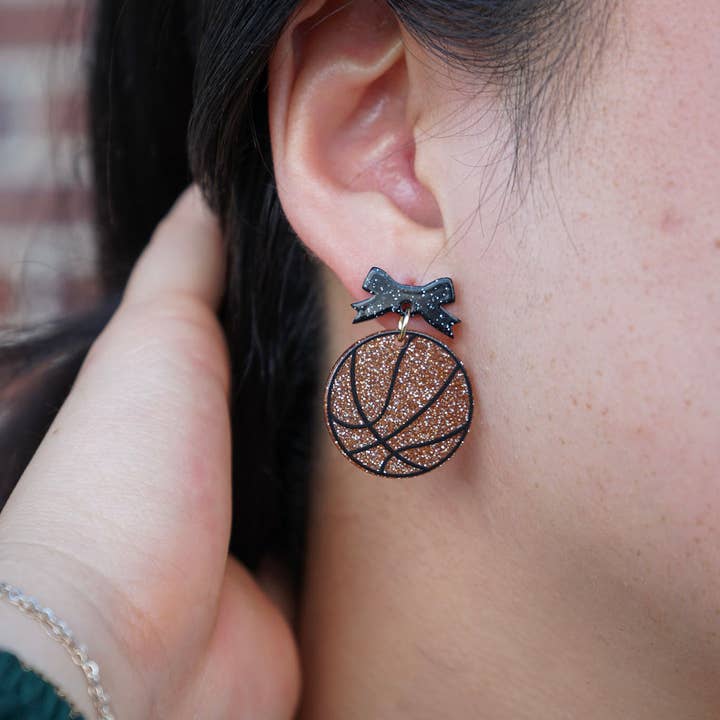 Spiffy & Splendid - Wholesale Dangle Earrings - Bow Basketball Earrings // Jewelry, Earrings, Game Day2