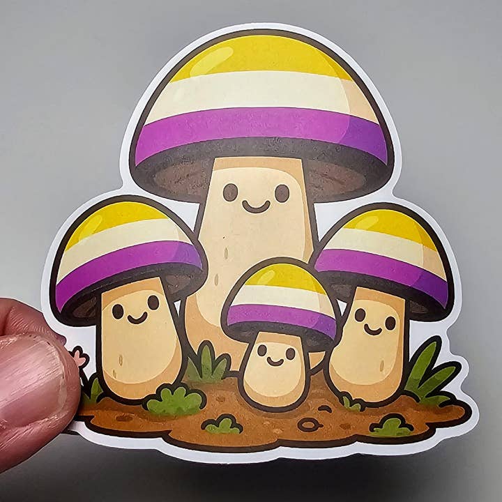 Sticky Bunny Stickers - Wholesale Sticker - Nonbinary Pride Mushroom Sticker | Cute LGBTQ+ Vinyl Decal | Kawaii Queer Cottagecore Sticker | NB Gift | Gender Nonconforming Art2