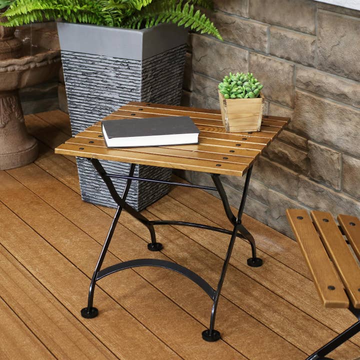 Sunnydaze Decor - Wholesale Side Table - Chestnut Wood Folding Square Side Table - 20 in - Brown