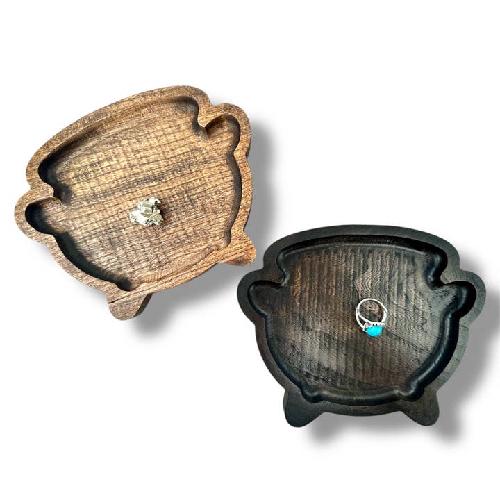Cauldron Catchall Tray, Wooden Jewelry Dish, Mystic Decor for wholesale by Third Eye Creation Company
