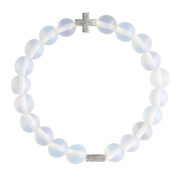 Bracciale elastico in opale e argento per la vendita all'ingrosso da parte di CHARGED