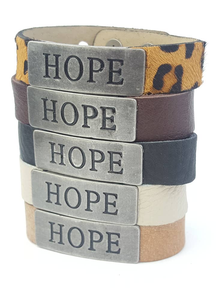 Prepack of 5 HOPE Leather Cuff for wholesale by Axesoria West