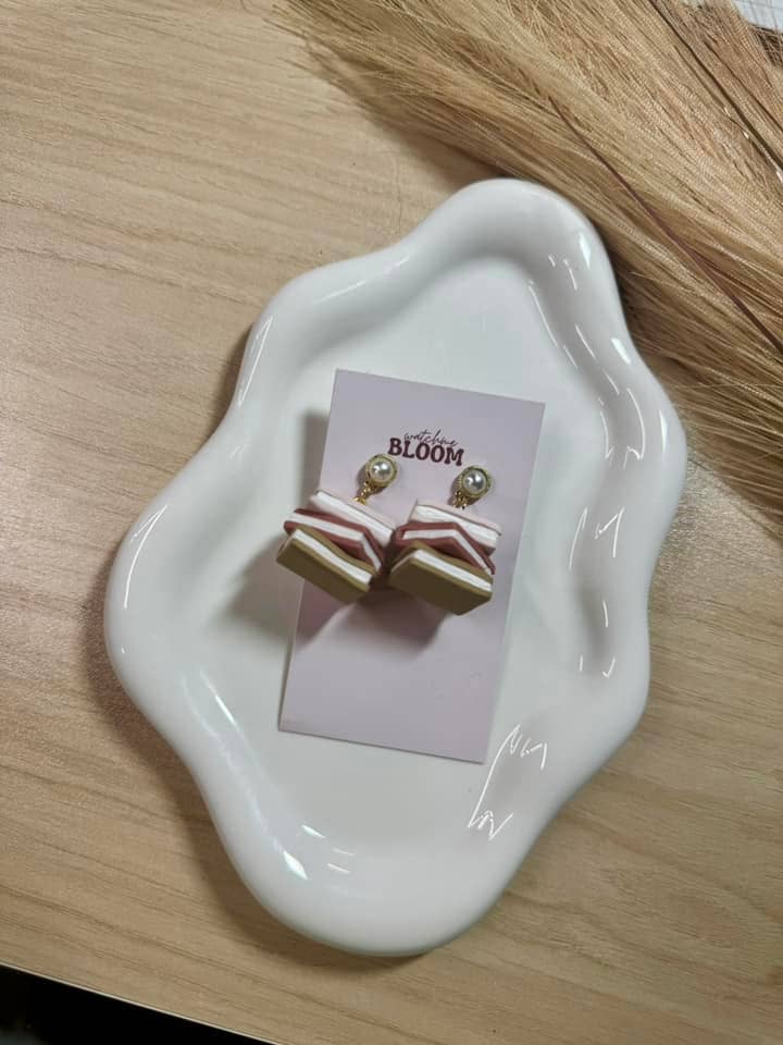 Watch Me Bloom - Wholesale Dangle Earrings - Pink Bookstack Polymer Clay Earrings0