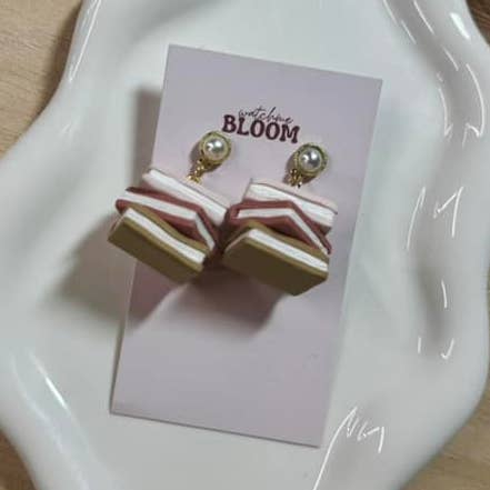 Watch Me Bloom - Wholesale Dangle Earrings - Pink Bookstack Polymer Clay Earrings0