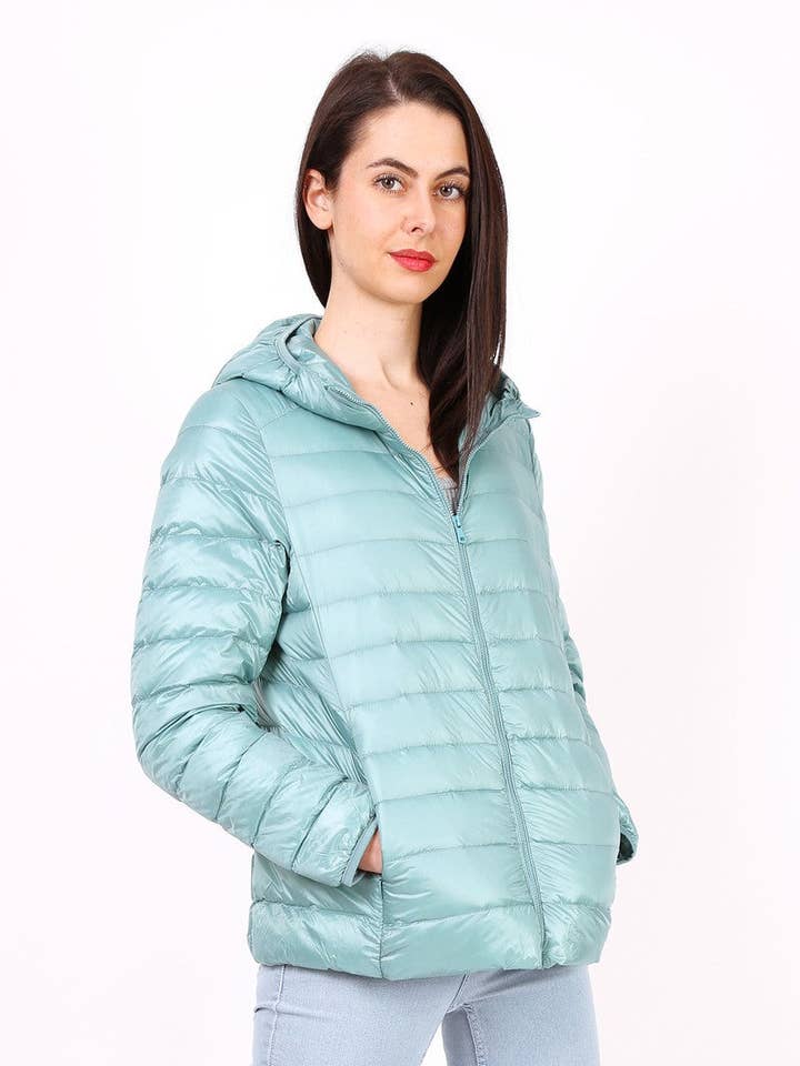 Jaqueta leve com capuz MACMAX LANA Verde água por atacado de MACMAX