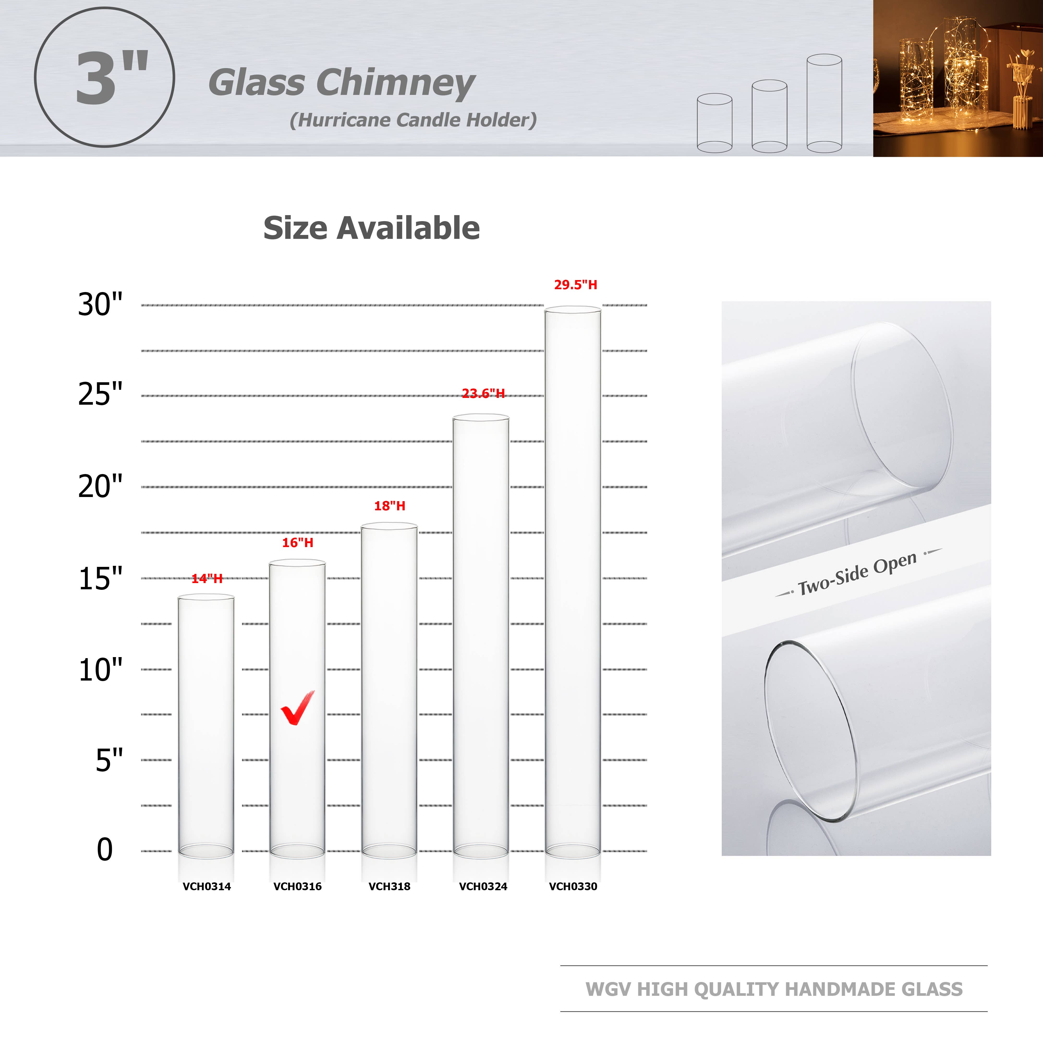 WGV International - Wholesale Candle Holder - WGV Clear Hurricane Candle Holder Vase- 3" x 16"H2