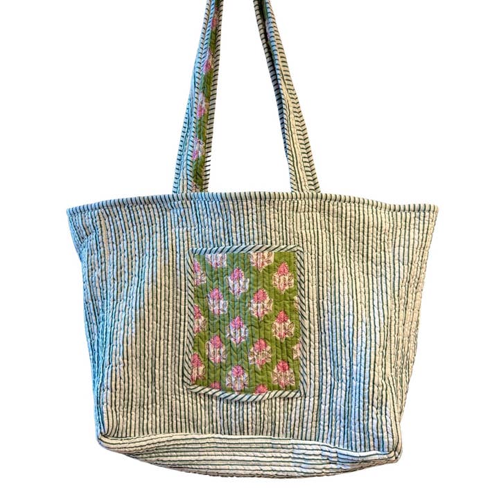 The Fox and The Mermaid - Wholesale Beach Bag - Reversible Quilted Block Printed Beach Bag