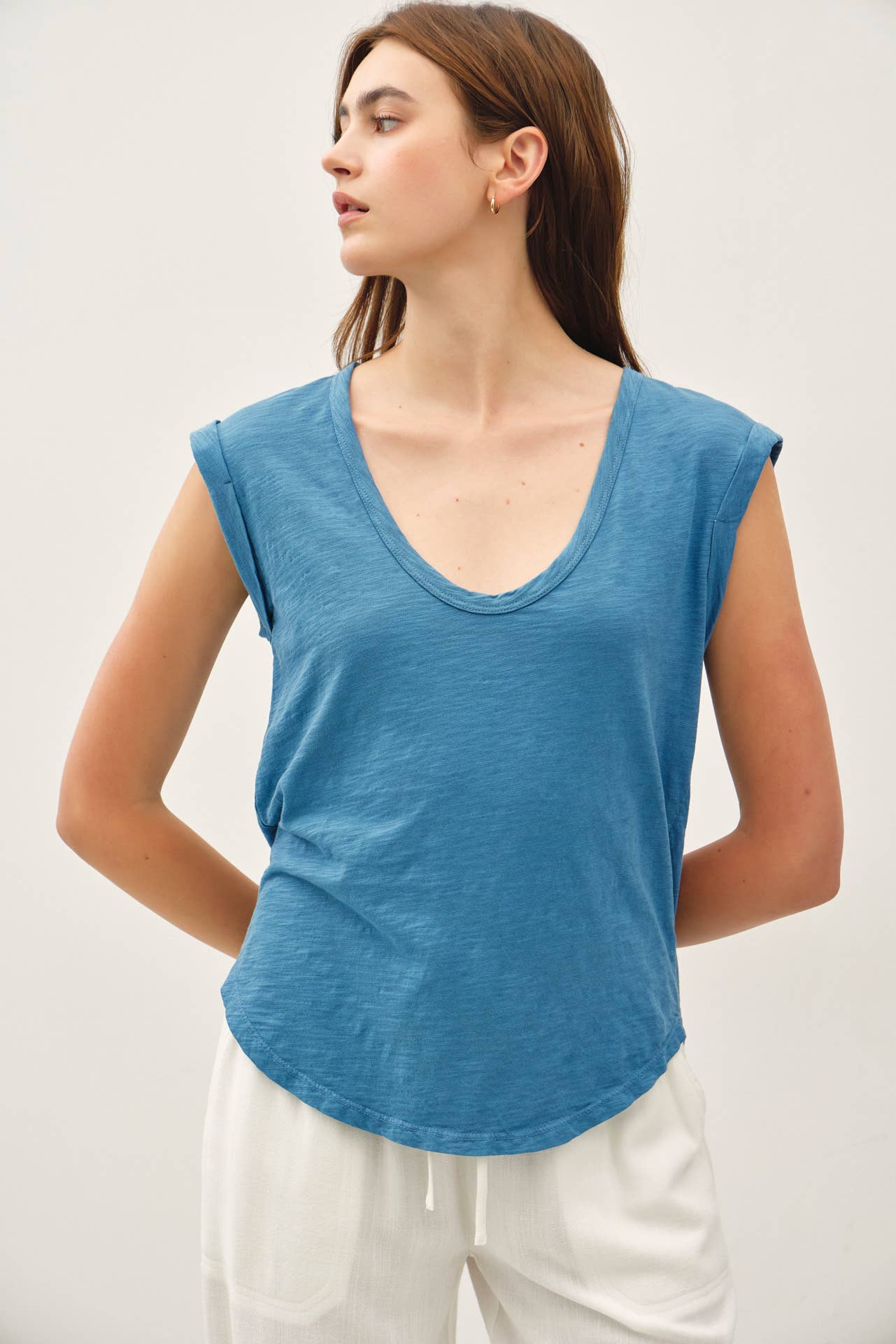 Be Cool - Wholesale T-Shirt - Women's - NEW COLOR-BASIC CAP SLEEVE GARMENT DYED TOP8