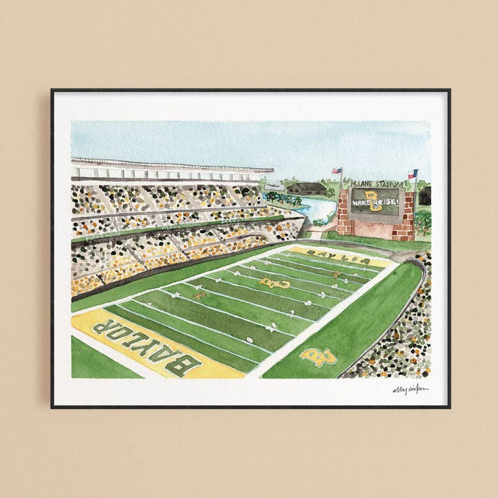 Baylor McLane Stadium Print - Waco, Texas for wholesale by ally aiken design