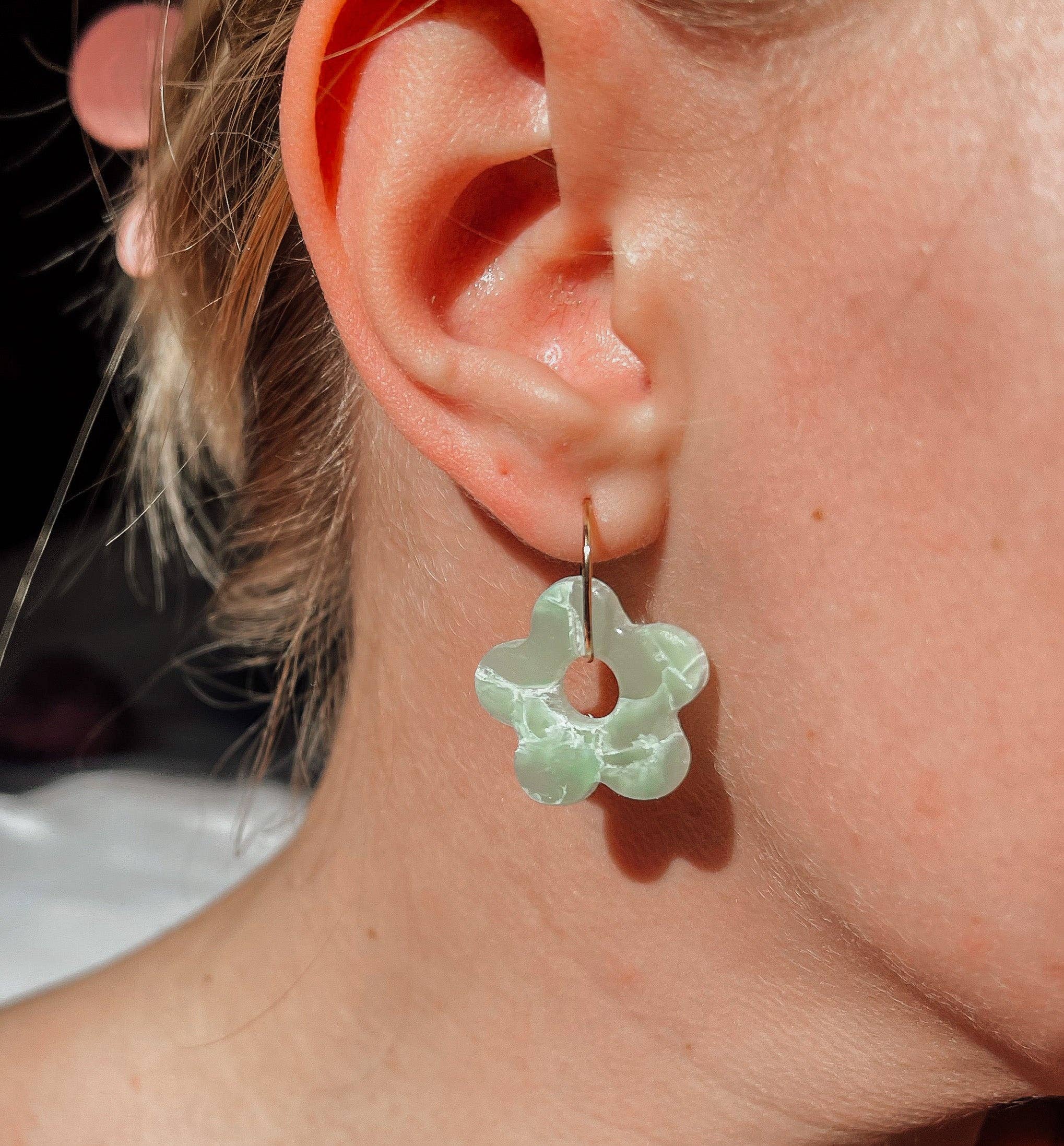 LivCreated - Wholesale Hoop Earrings - Jade Flower Hoops | Handmade Polymer Clay Earrings1