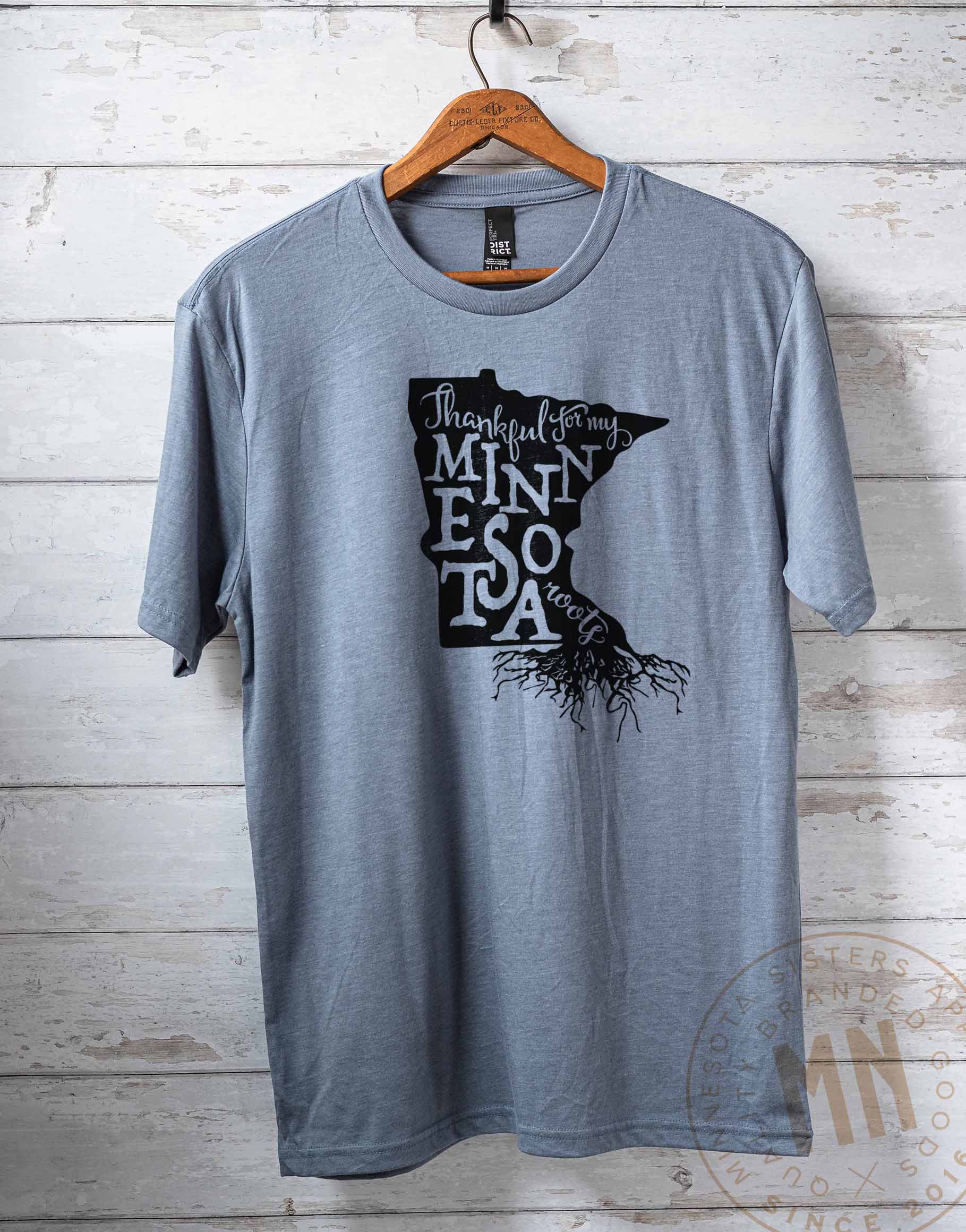 Minnesota Sisters - Wholesale Screen Printed T-Shirt - Unisex - Thankful for My Minnesota Roots T-Shirt with State Graphic3