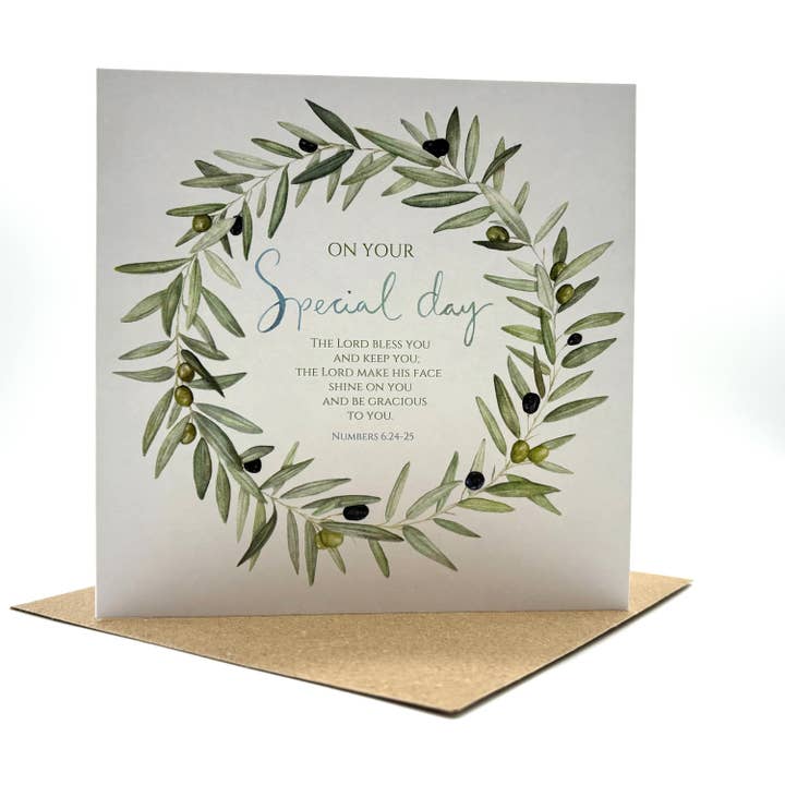Wreath Special Day Card for wholesale by Forget-me-not Christian Cards