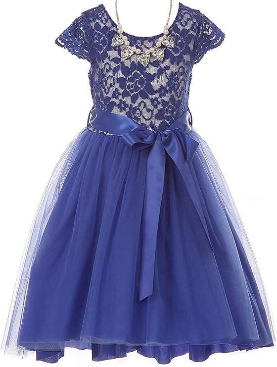 iGirlDress - Wholesale Dress - Kids - Cap Sleeve Floral Lace High Low Tulle Special Occasion Dress1
