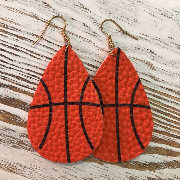 Basketball Leather Earrings for wholesale by Kate Tuesday Jewelry