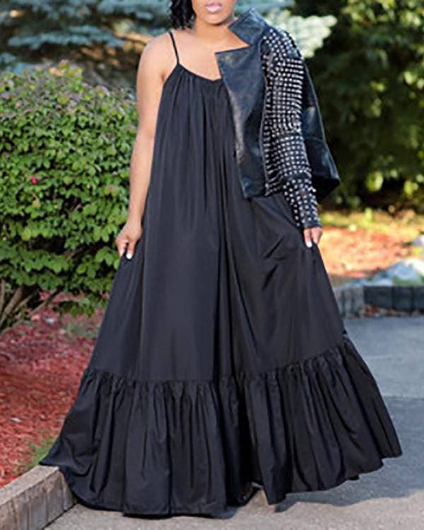 Queen Fashion - Vente Chemisier – femme - robe longue froncée sans manches à col en V1