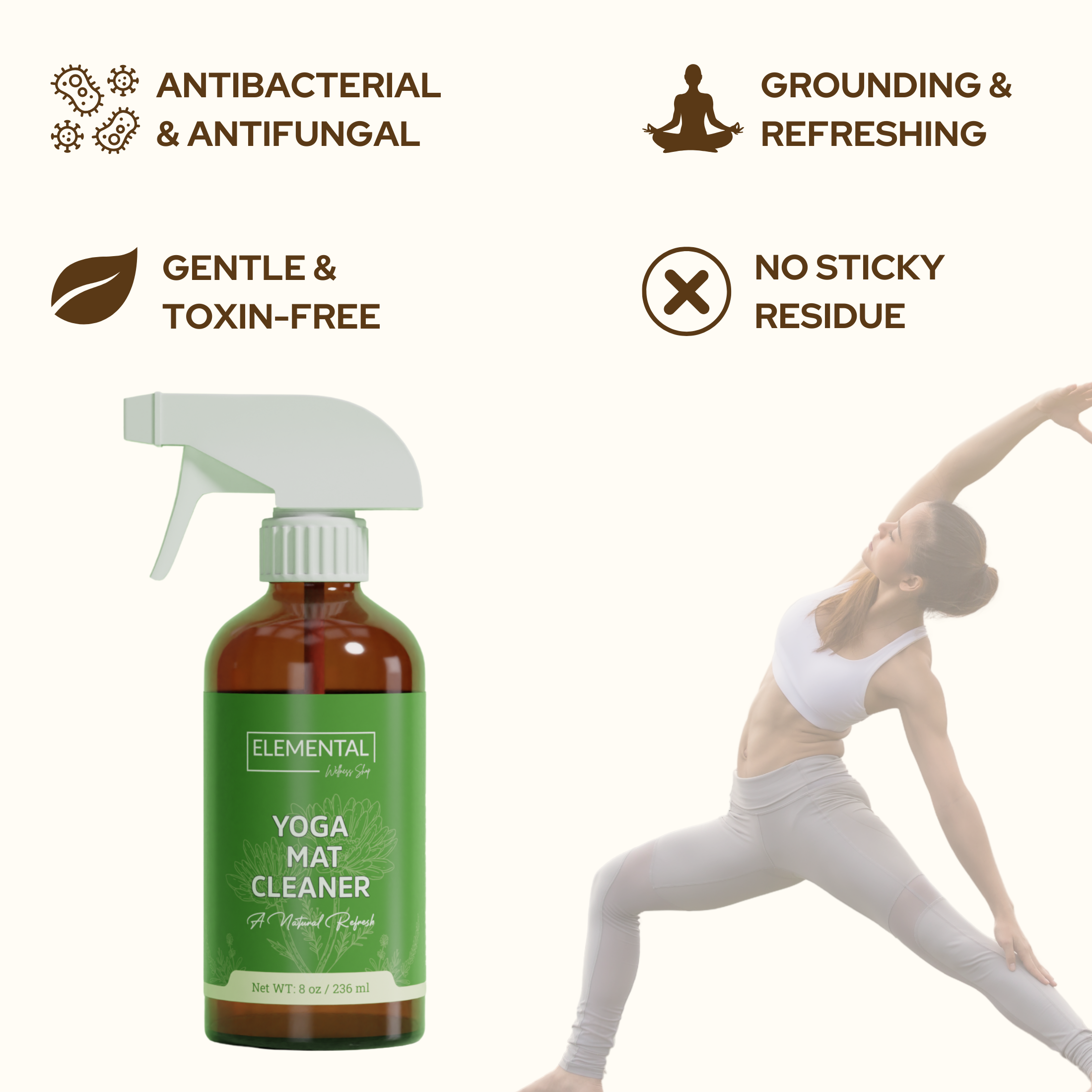 Elemental Wellness | Soap & Toxin-Free Living - Wholesale Yoga Mat Cleaner - Natural Yoga Mat Cleaner | Eco-Friendly | Grounding Aroma6