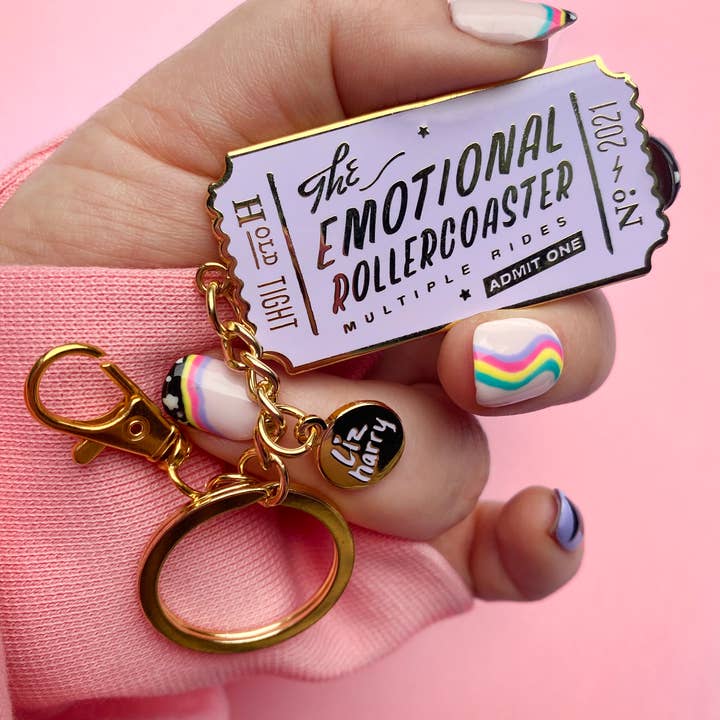 Emotionales Achterbahnticket Schlüsselbund für den Großhandel von Liz Harry Design