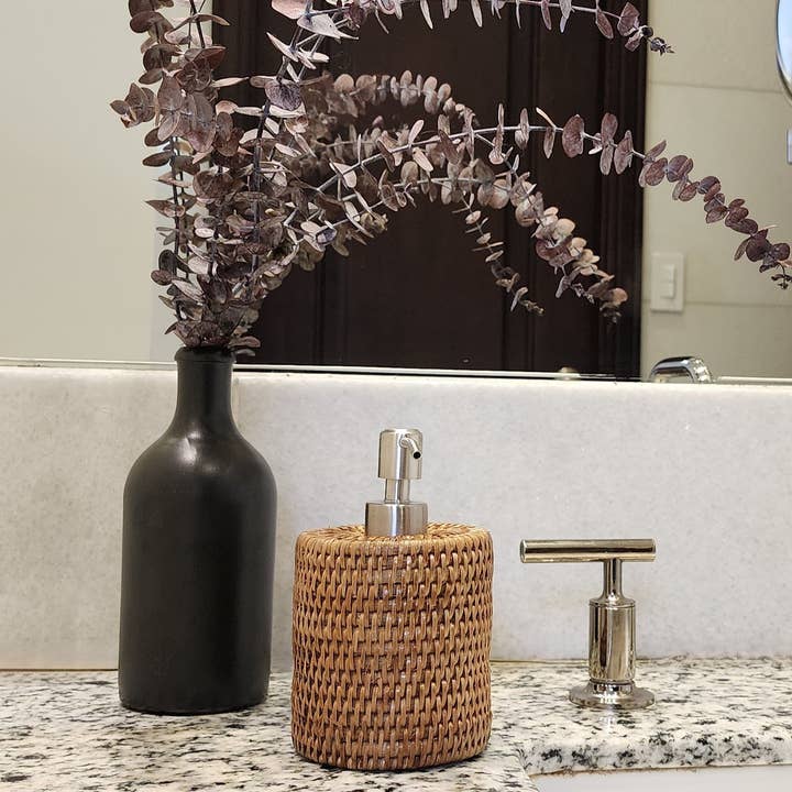 Artifacts Trading Company - Wholesale Soap Dispenser - Rattan Soap Dispenser – Polished Stainless-Steel Pump6