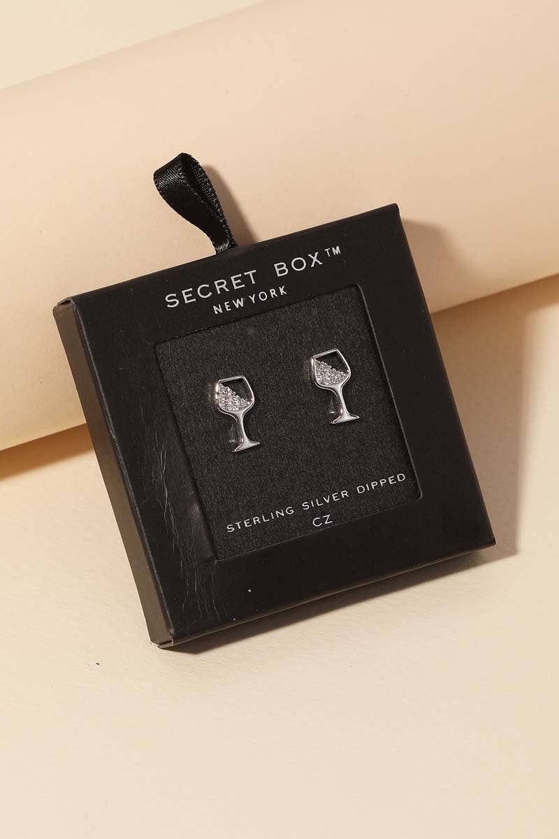 Anarchy Street – wholesale Stud/post earrings – Secret Box Gold Dipped Cz Wine Glass Stud Earrings4