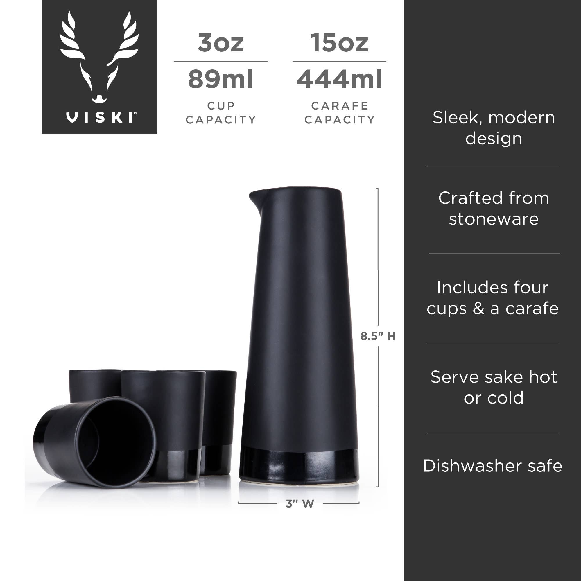 Viski - Wholesale Cocktail/Liquor Glass - Japanese Style Black Stoneware Sake Set of 56
