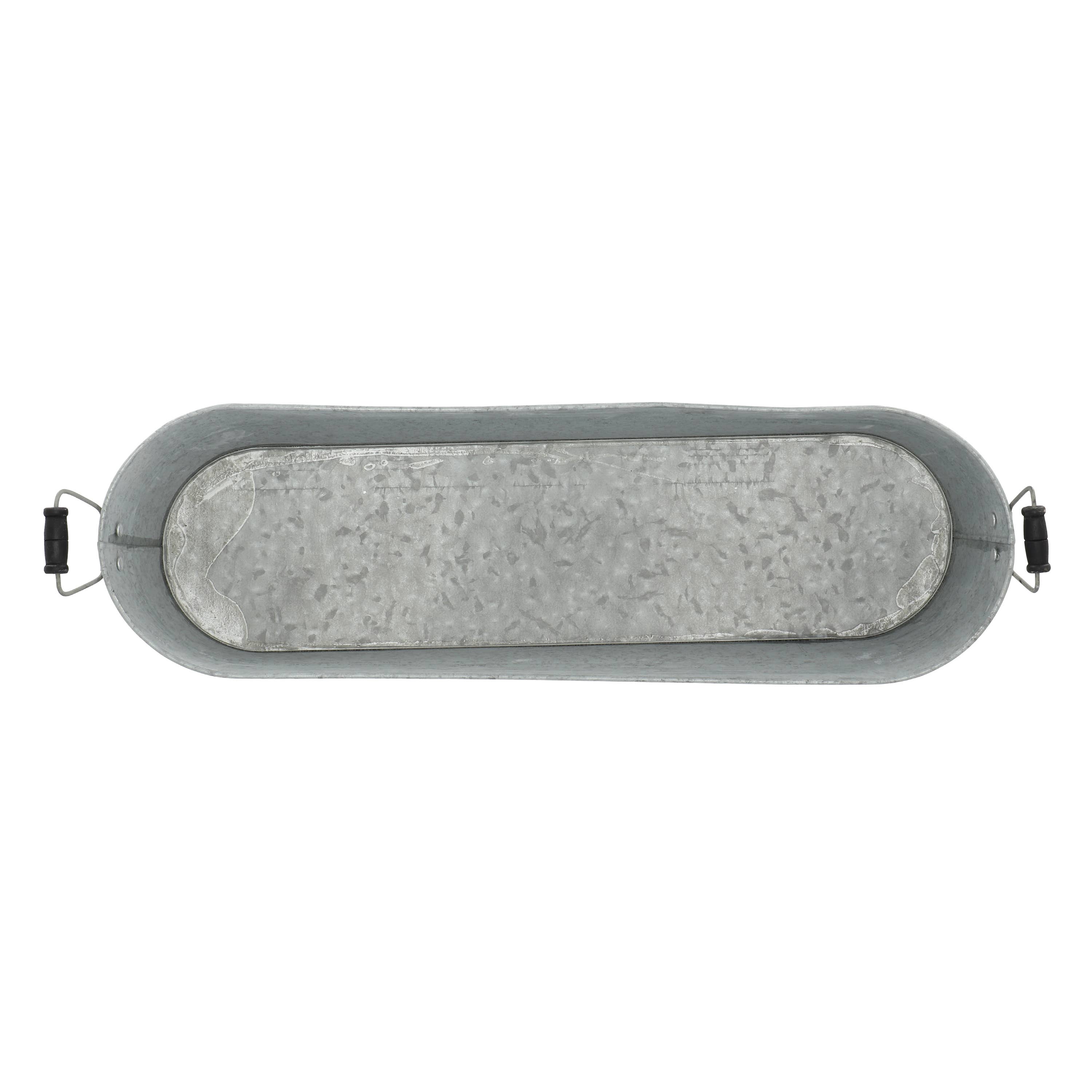 Esschert Design USA - Wholesale Decorative Tray - Old Zinc Long Oval Tray w/Handles, 8.05 L1