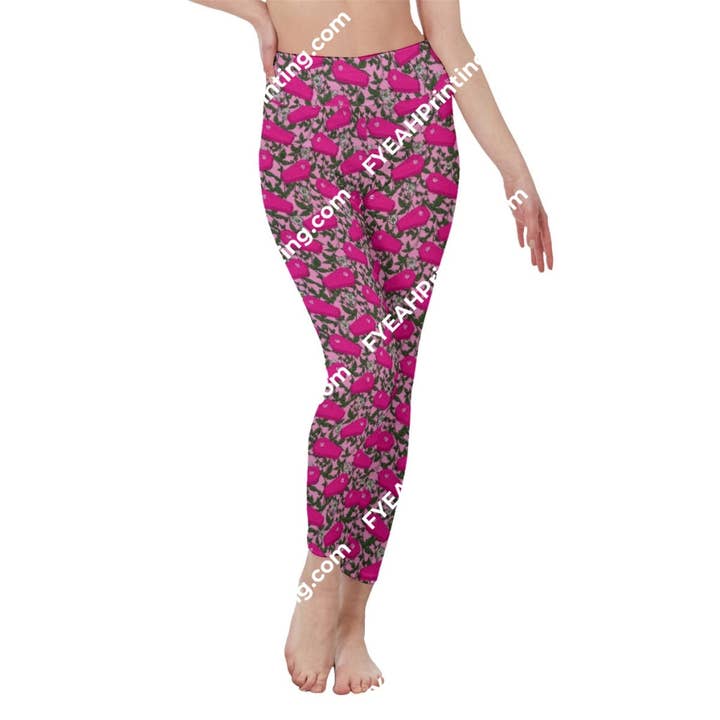 Pink Coffins All-Over Print Women's High Waist Leggings | Side Stitch Closure for wholesale by fyeahprinting
