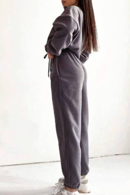 Rosa Clothing - Wholesale Lounge Set - Women's - Polar Fleece half zip cropped pullover set4