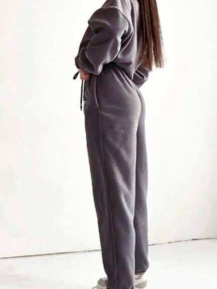 Rosa Clothing - Wholesale Lounge Set - Women's - Polar Fleece half zip cropped pullover set4