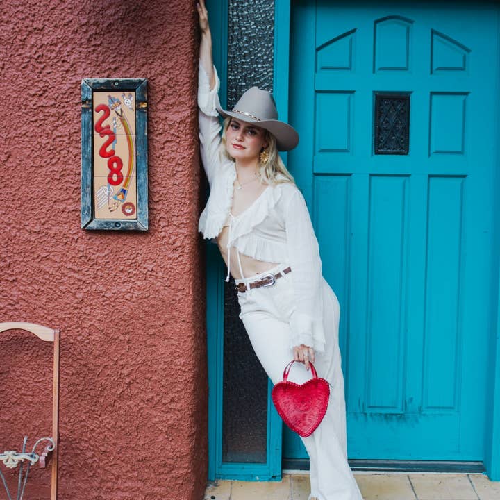 Adela Artisan Made LLC - Wholesale Crossbody Bag - Women's - Red Heart Leather Purse19