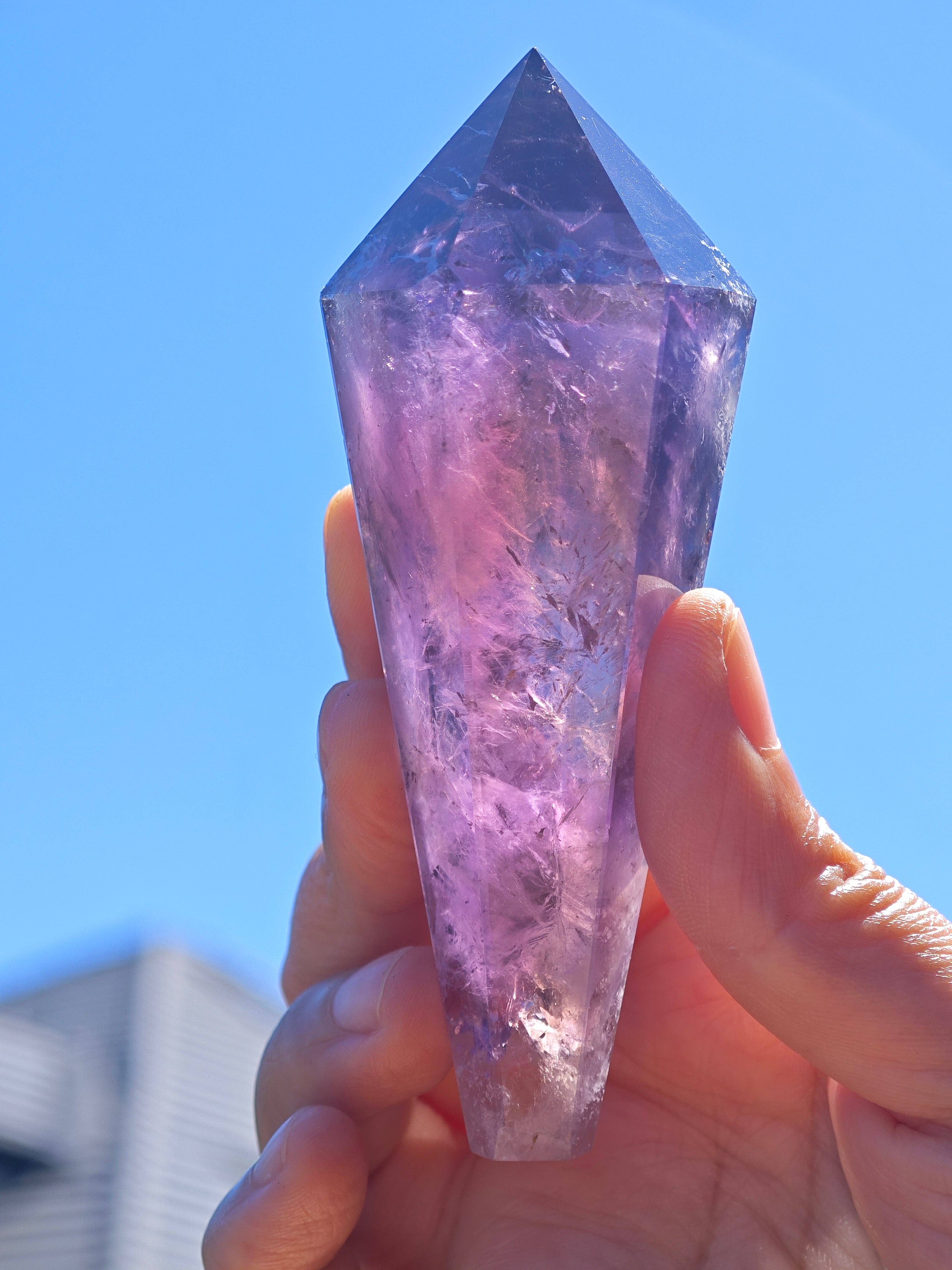 Moon Rituals - Wholesale Spiritual Stone/Crystal - Natural Brazilian Amethyst Wand - Point, Handle, Third Eye Chakra Crystal, Meditation Tool ,Christmas Crystal Gift6