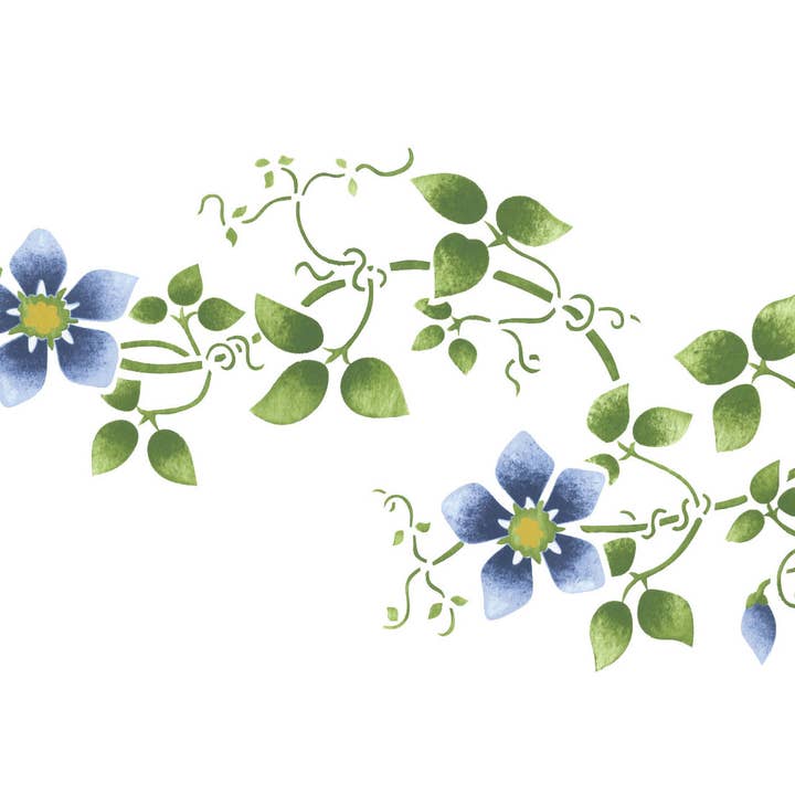 Stor Clematis blomma vinstockar vägg stencil för wholesale av Designer Stencils