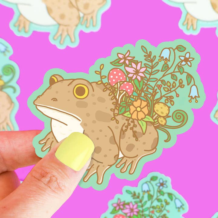 Botanical Toad Planter Garden Forest Foliage Vinyl Sticker for wholesale by Turtle's Soup