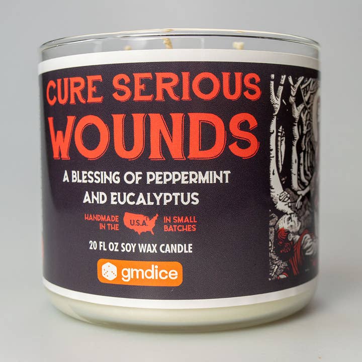 Game Master Dice - Wholesale Jar/Filled Candle - Cure Wounds Gaming Candle