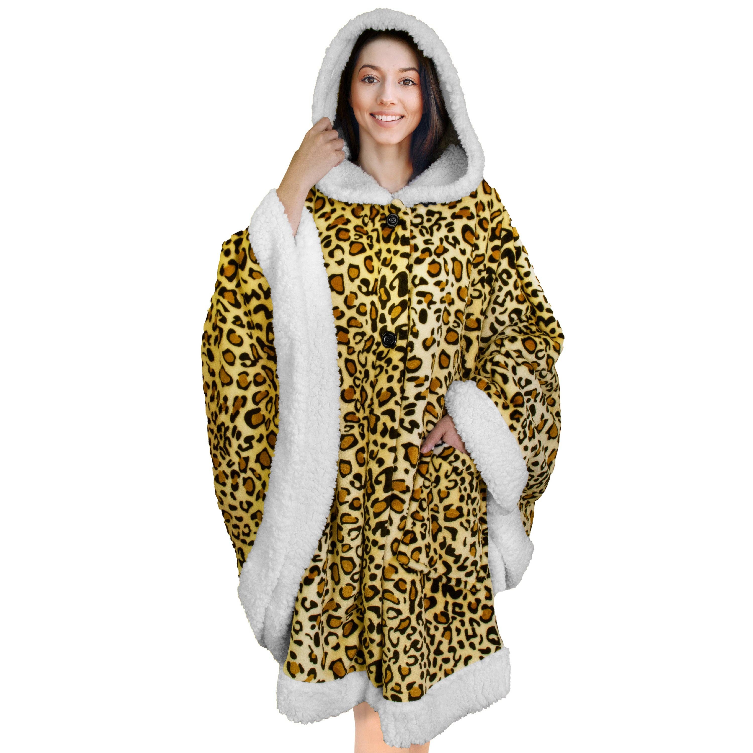 Pavilia – wholesale Poncho – Women's – Angel Wrap Hoodie Sherpa Poncho Blanket1