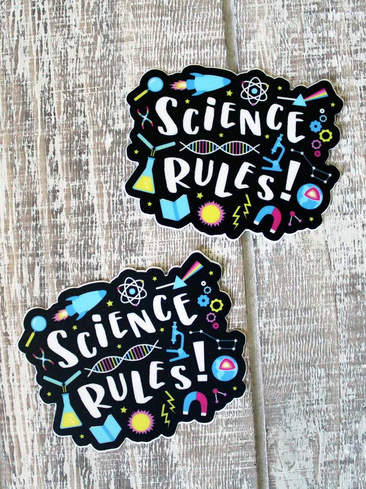 Science Rules Autocollant Vinyle STEM Scientifique Nerd Geek Professeur pour la vente par Robyriker Designs