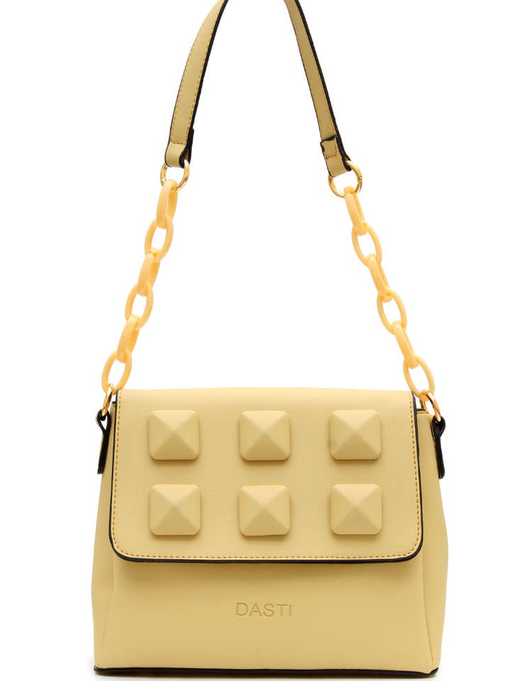 Dasti Pu Leather Handbags with Studs for Women, Yellow for wholesale by DASTI